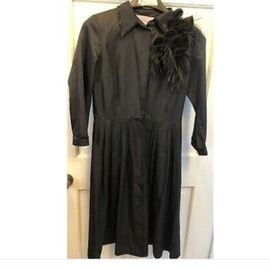 Vera wang lavender label navy day dress feathers s